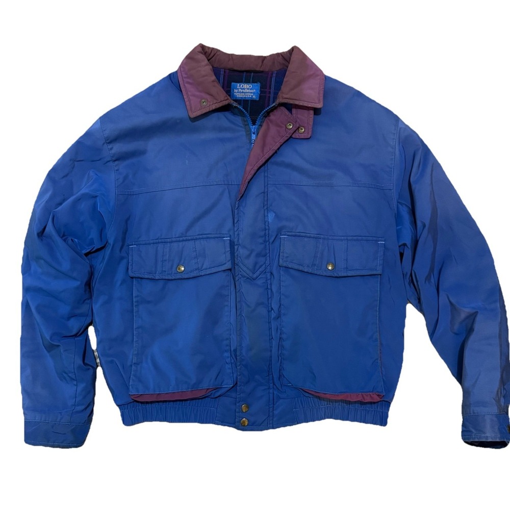 Lobo‎ By Pendleton Mens XL Wool Jacket Navy Blue Bomber Jacket USA Thinsulate
